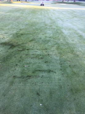 Damage from the fireworks on the 8th Fairway